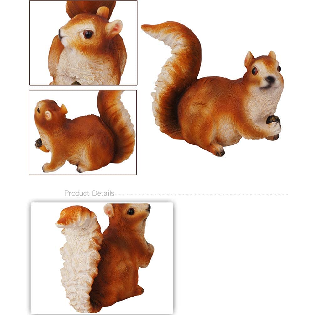2x Eichhörnchen-Statuen Aus Kunstharz – Gartendekoration, Ca. 18x8x10 Cm