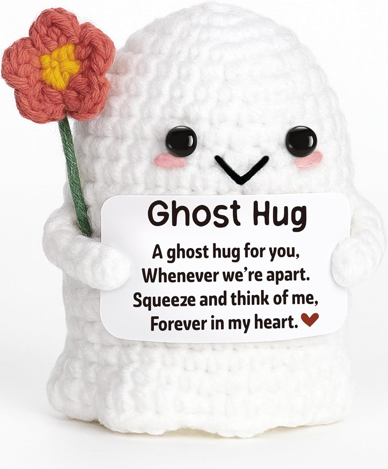 Handmade Crochet Ghost Hug Ornament, Unique Friendship Birthday & Long‑Distance Thinking of You Gift for Bestie Her Him, Spooky Boo Decor for Goodbye Relationship