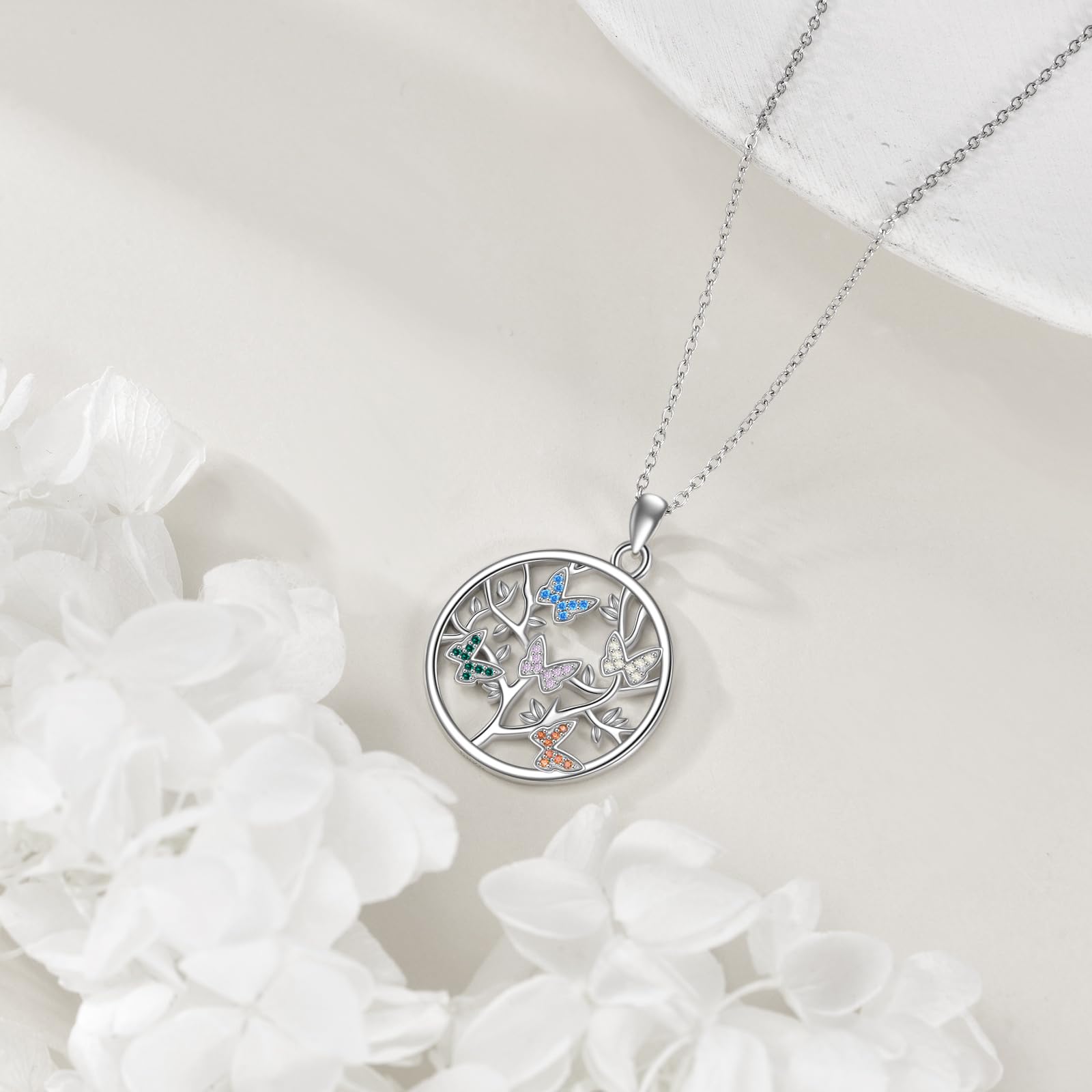 YFN Lebensbaum Halskette Sterling Silber Baum des Lebens Anhänger Schmuck