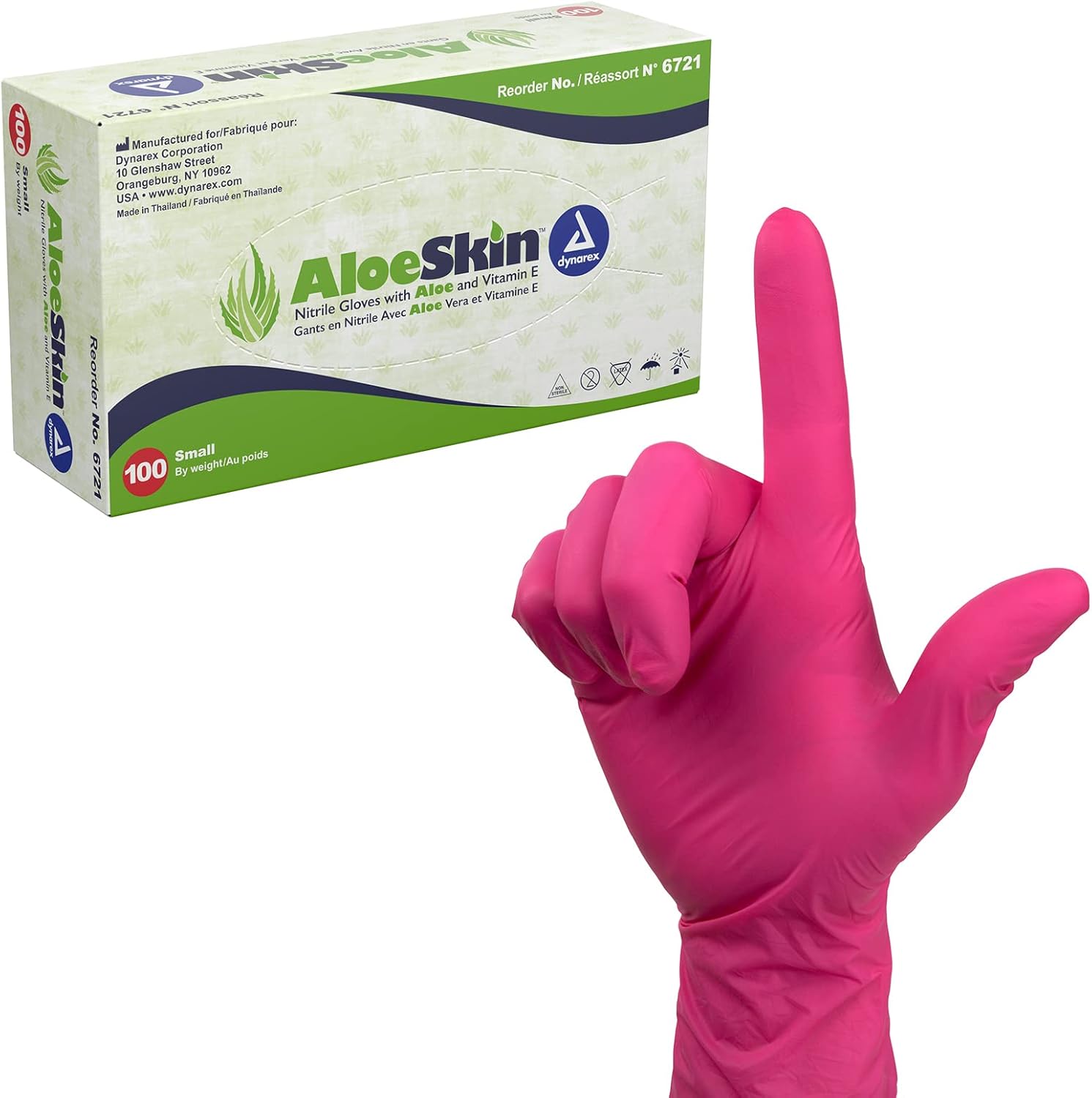 Dynarex AloeSkin Nitrile Exam Gloves with Aloe, PowderFree