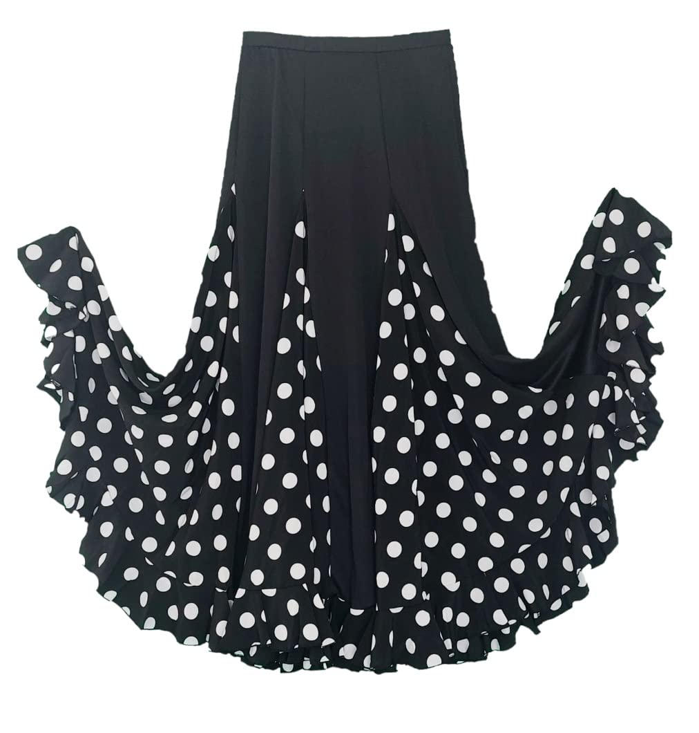 Gonna da ballo Flamenco Nero a pois bianchi