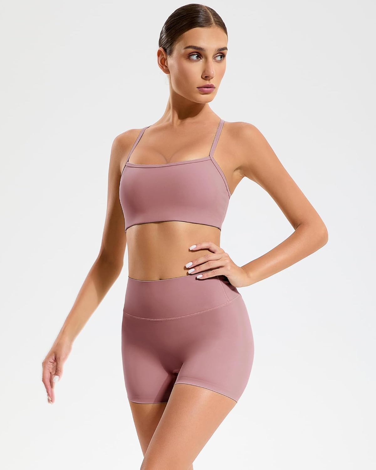 RIOJOY Sports Bras for Women, Racer Back Workout Gym Sports Bra, Thin Strap Sport Bra, Removable Pads Yoga Womens Sport Bras - Image 2