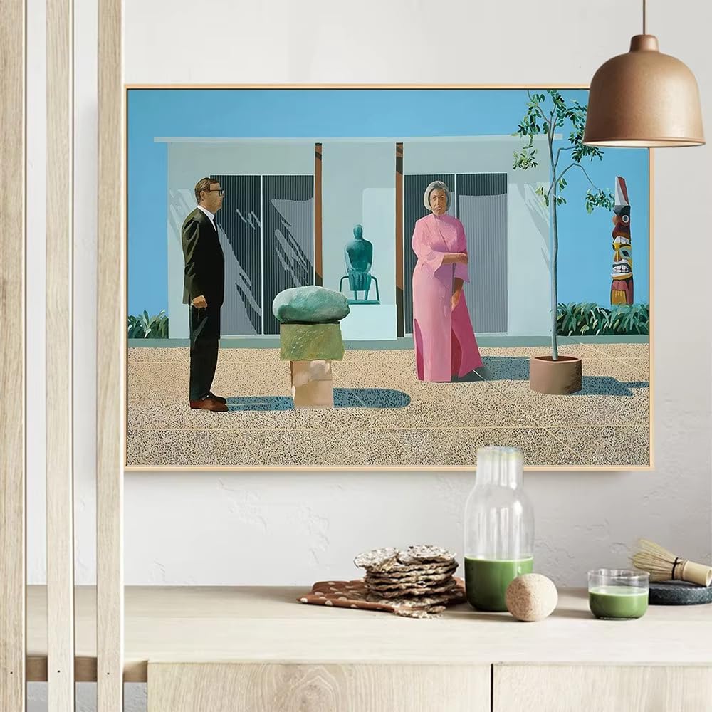 PVPQPR Cuadro moderno de pareja de enamorados de David Hockney,Mis padres,lienzo impreso para decoración de pared de sala de estar y dormitorio (90 x 130 cm,sin marco)
