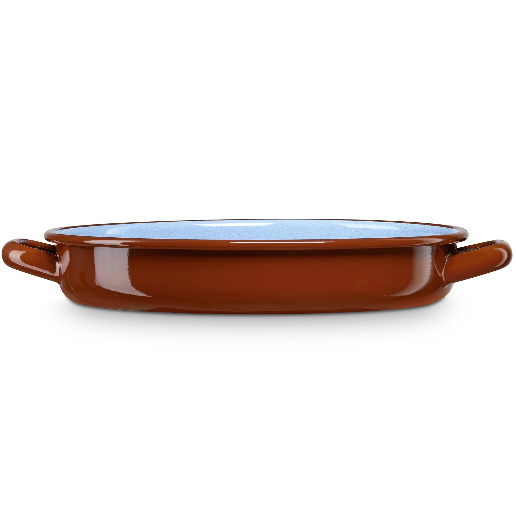 briebe Cacerola Baja Inducción 28 cm, Cazuela 3 L Fuente Acero Esmaltado Vitrificado, Apta Vitrocerámica, Fuego, Gas, Horno, Restaurantes/Hogar, Terra Vintage Marrón Teja