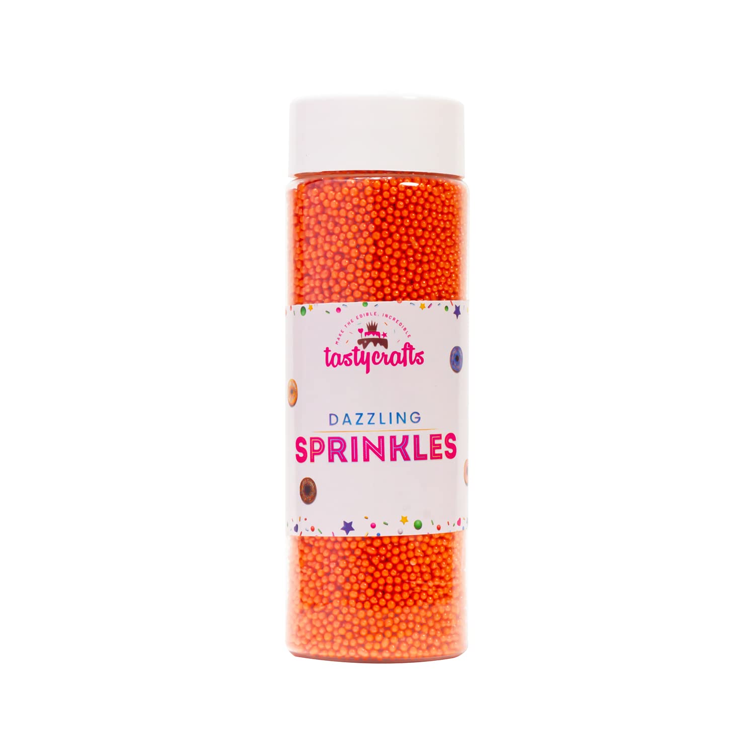 Encrust Ventures Tastycrafts Bakestable colour Balls | Edible | Sprinkle Decorations for Cake Décor | Coloured Sugar confectionery | Best Use for upper Surface decoration | 100 gm - Orange (B08BCR4J23) Amazon Price History, Amazon Price Tracker