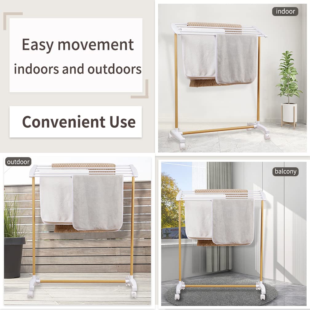 Kleding Airer,Roestvrij stalen droogrek,Opvouwbare kleding handdoek Rail Stand voor thuis balkon