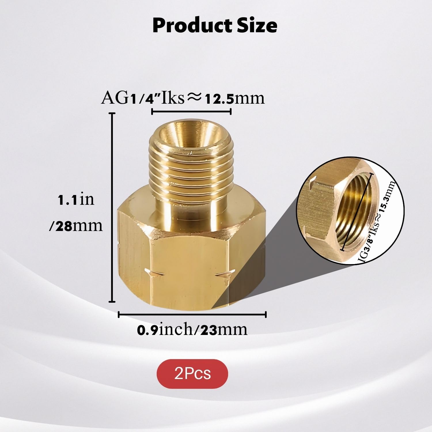 2 Stück Messing LPG Gas Adapter 3/8 Auf 1/4 - Gasherd Adapter Für Campingkocher