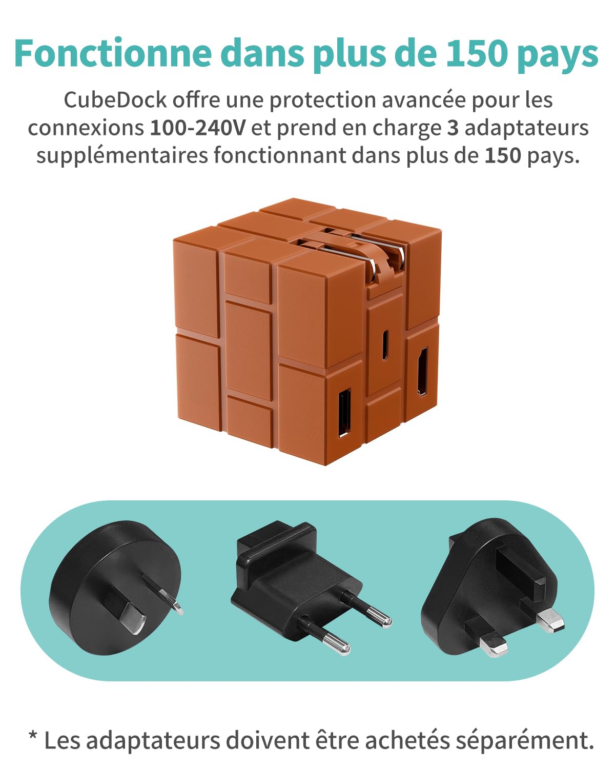 65W Dock Switch 2 Chargeur Compatible avec Switch/OLED, Portable Switch Docking Station pour TV avec 4K 60Hz HDMI/USB 3.0/USB-C PD 3.0 Charge Rapide, Câble Type-C Inclus, Marron Brique