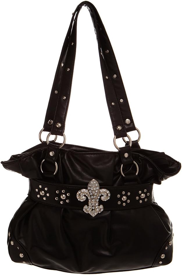 Fluer-De-Lis Studded Shoulder Tote Shoulder Handbag by Handbags For All
