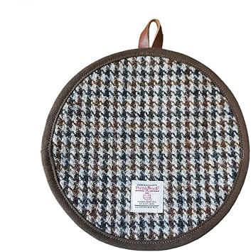Harris Tweed Potholders 3 Pcs Trivets for Hot Dishes 100% Pure Wool Hot Pot Holders Set Pot Coasters for Kitchen Diameter 7.8 Inches No.609 Houndstooth