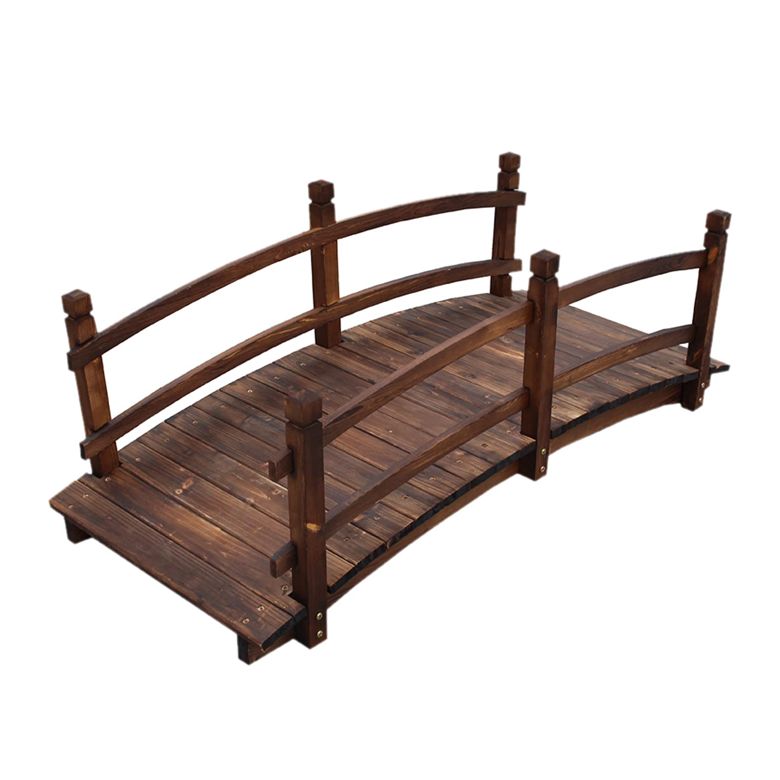 Household products Wooden Garden Arch Bridge with Double Safety Railings, Outdoor Pond Bridge, Finish Footbridge, Miniature Bridge for Landscapes, Lawn Décor, Water Yard Decoration, 150cm