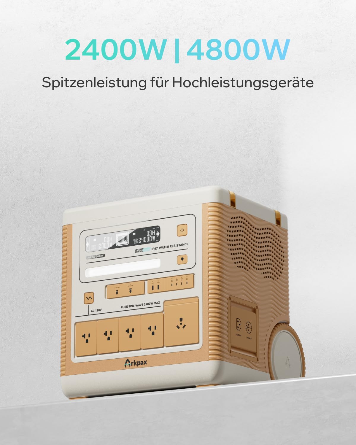 Station électrique portable Arkpax Ark PRO, capacité 2304Wh, batterie LFP 2300Wh, entrée solaire 1200W, recharge rapide. Quelques défauts dans l'emballage, produit non utilisé (reconditionné)