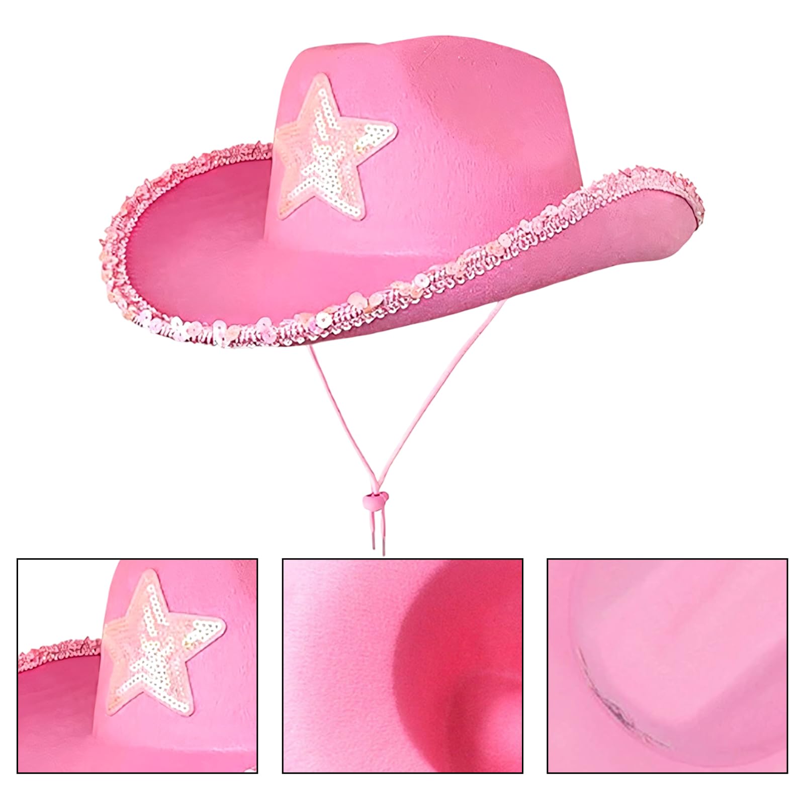 Meriviva Cowboy Hat Women, 3Pcs Western Cowgirl Hat Set including Bandanna Glasses - Image 2