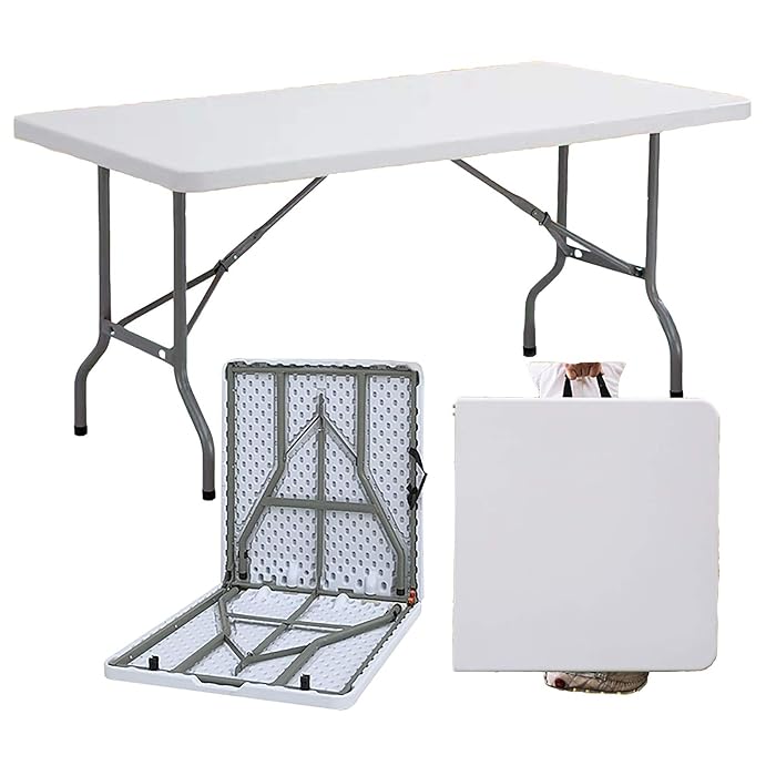 Buy 5ft Folding Table, Trestle Heavy Duty Plastic FoldinHalf Portable
