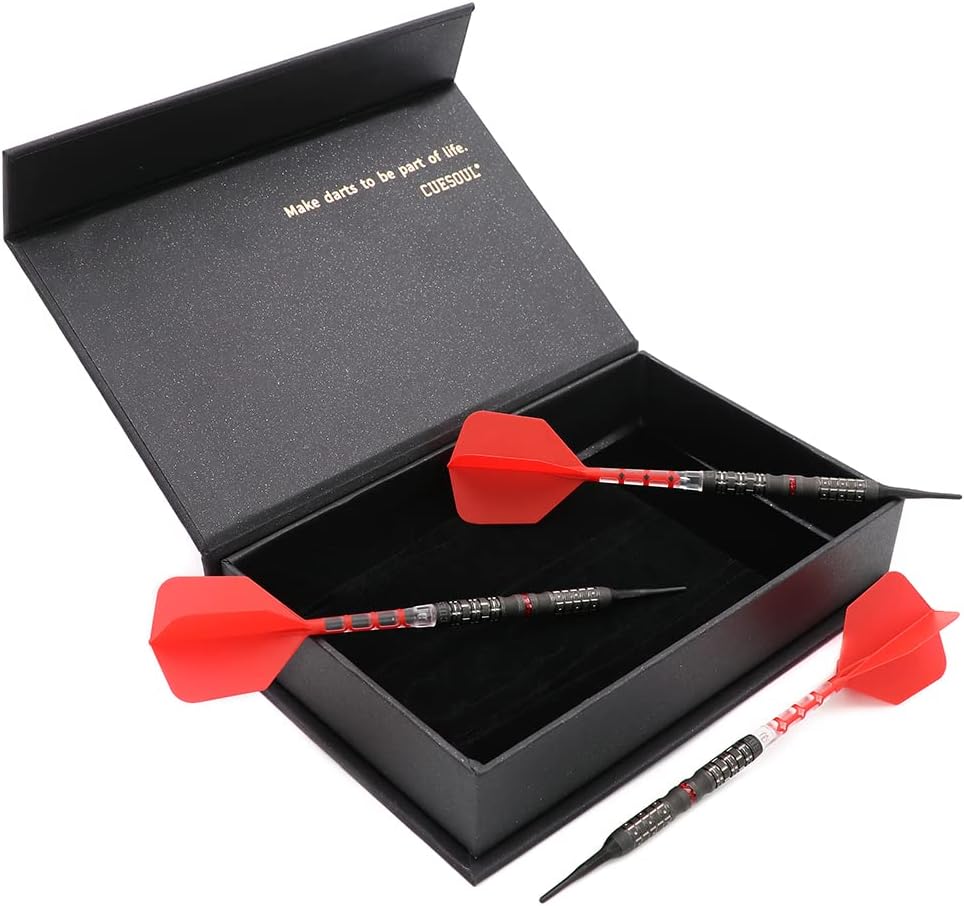 CUESOUL Handlebar Grip 18g 90% Tungsten Soft Tip Dart Set with Oil Paint Finished and Unifying ROST T19 Flight