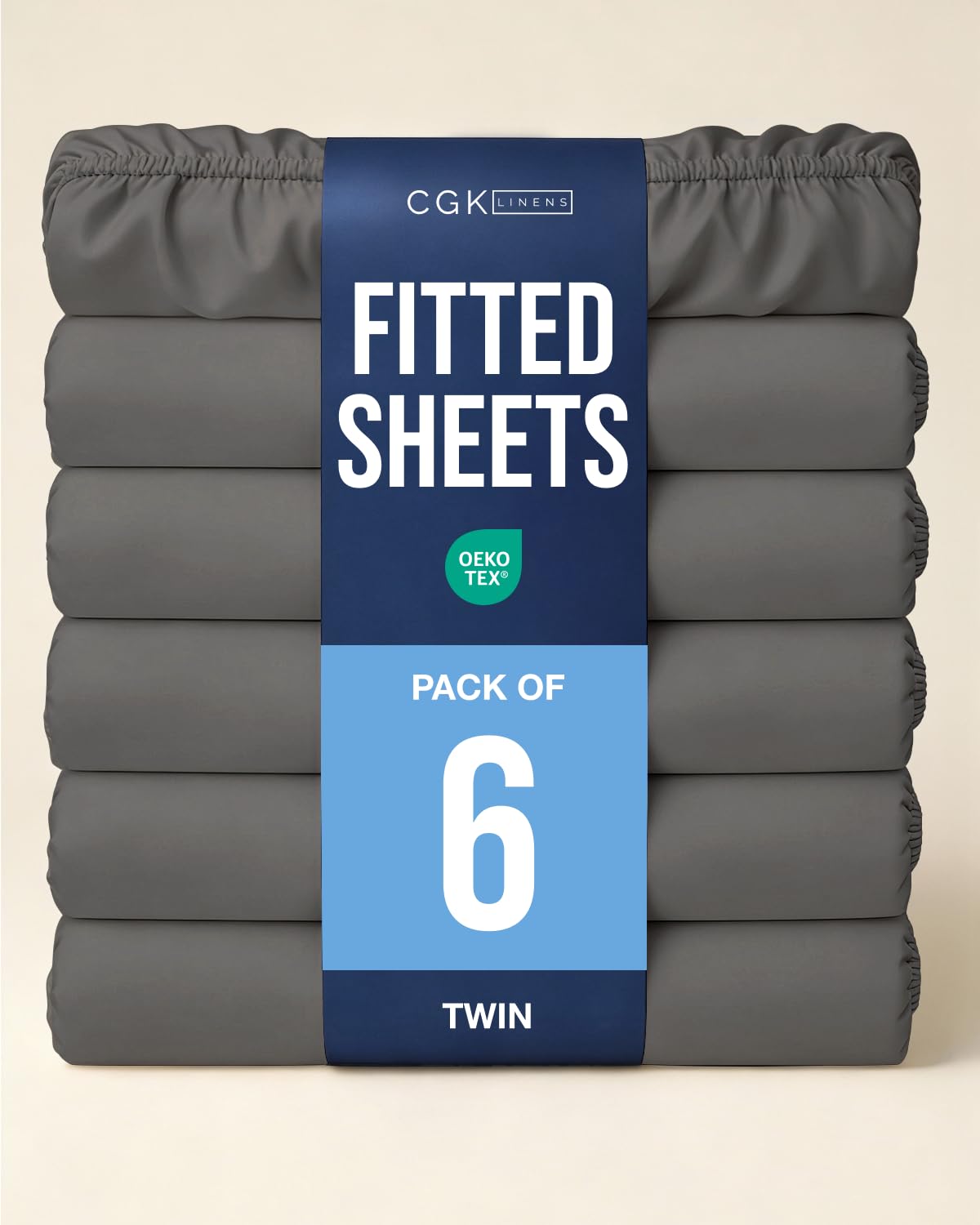 Twin Fitted Sheet - Pack of 6 Single Fitted Bottom Sheet Only - Charcoal