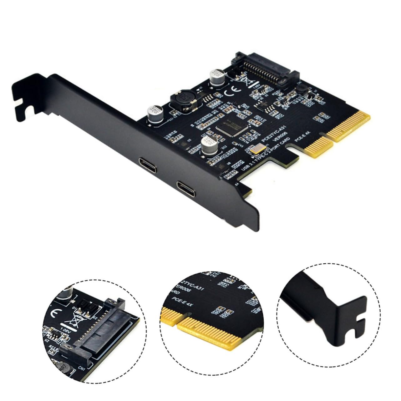 Housoutil USB Expansion Card Dual Type- for High-Speed Data Transfer Pci Adapter for Desktop Computers Compatible Winxp