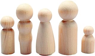 Hygloss Products Wood Peg Dolls – Craft Paintable Birchwood Doll People – Assorted Family, 10 Pieces (8560)
