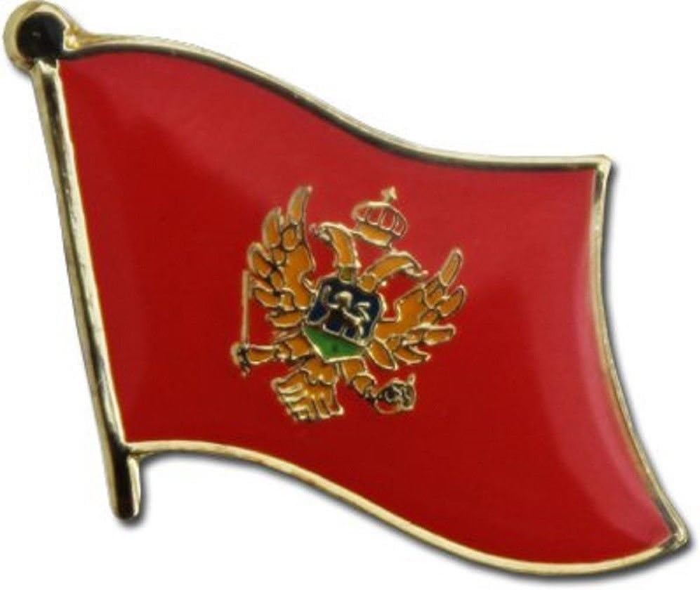 Montenegro Country Flag Small Metal Lapel Pin Badge ... 3/4 X 3/4 Inches ... New