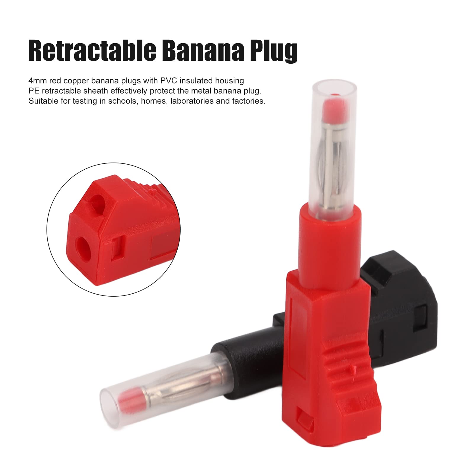 Fiche banane rétractable, 10 connecteurs de fiches banane 4 mm avec gaine rétractable pour équipement de sécurité industrielle