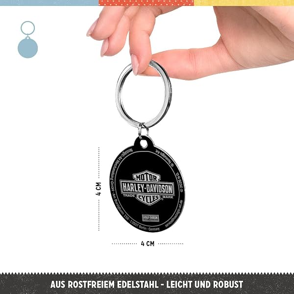 Nostalgic-Art Retro Schlüsselanhänger, Ø 4 cm, Harley-Davidson – Genuine Original – Geschenk-Idee für Biker, Original Lizenzprodukt (OLP), aus Metall, Vintage Design - 2