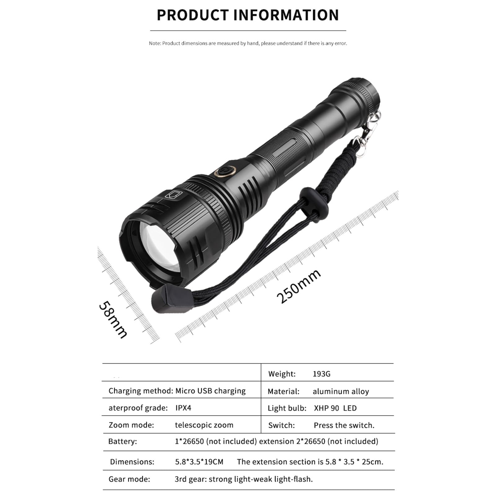 WURF Powerful Handheld Flashlight