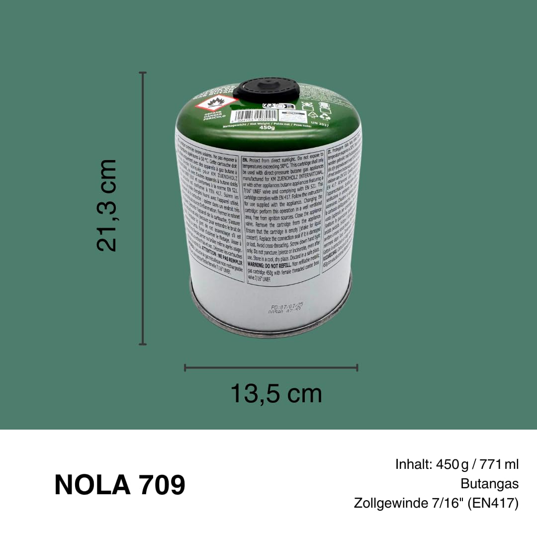 NOLA 450g Gaskartusche mit Schraubventil – Propan-/Butan Gas Kartusche EN417 – Ventilkartusche für Campingkocher, Gaskocher & Gasgrill – Outdoor Campinggas Schraubkartusche (8, Weiß)