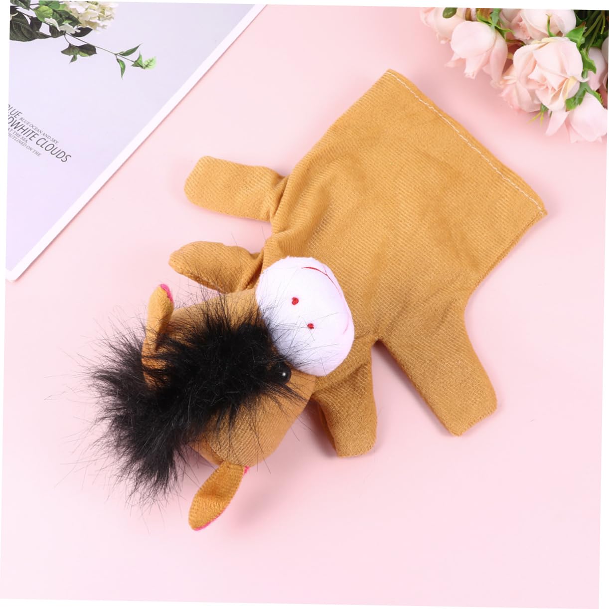 Toyvian 1pièce Poupée à Main Peluche Animal Cheval Jouet Forme De à Doigts Accessoire pour