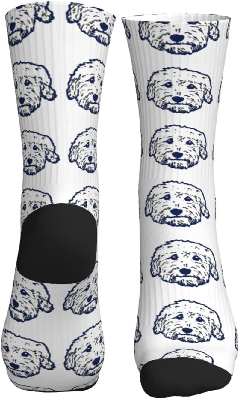 Cute Goldendoodle Unisex Funny Novelty Sport Socks, Funky Crazy Cool Soft Crew Socks - Image 3