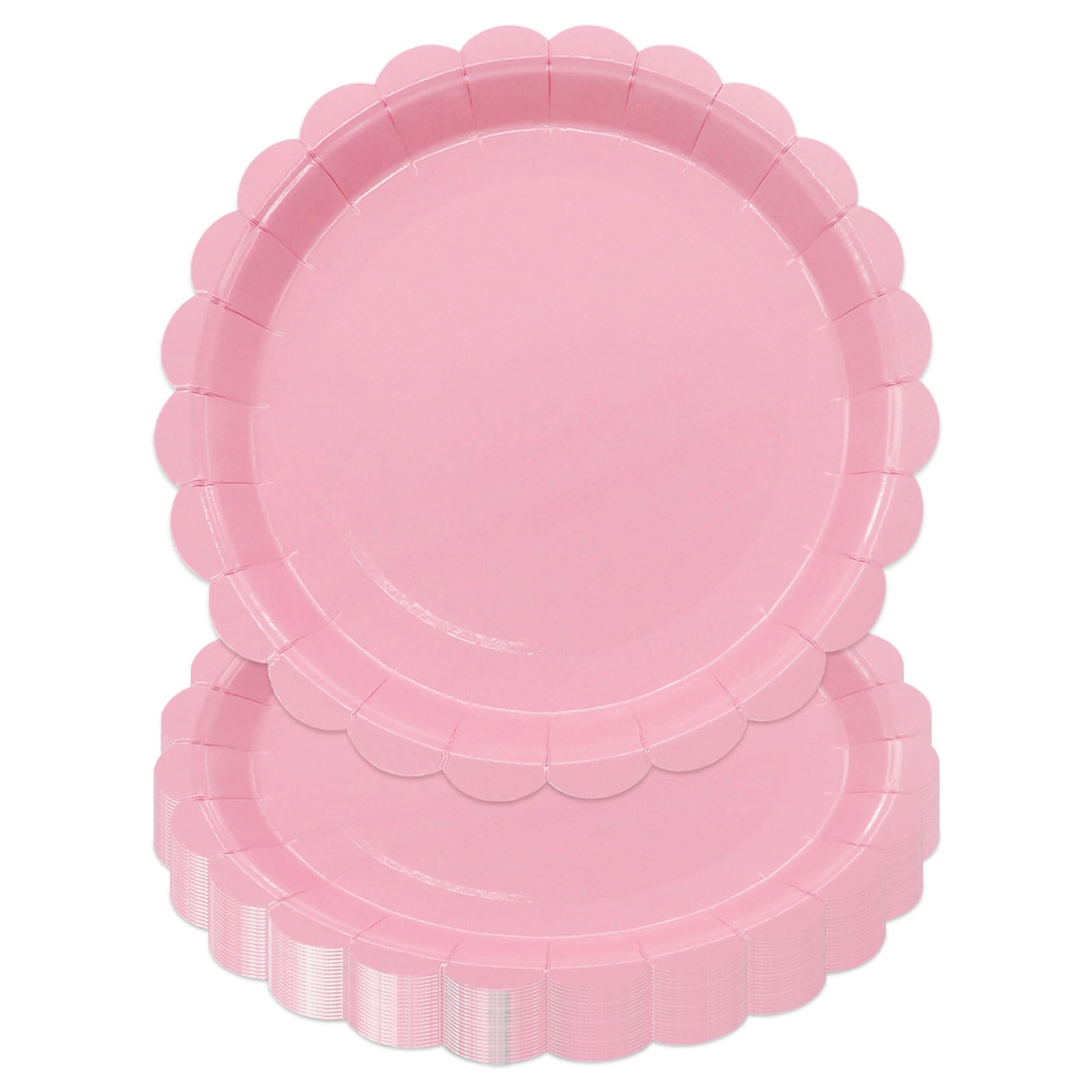 Poqirzan 50Pcs Light Pink Paper Plates Pink Party Supplies 9 Inch Disposable Dessert Plates Birthday Party Plates for Valentines Tea Party Baby Shower