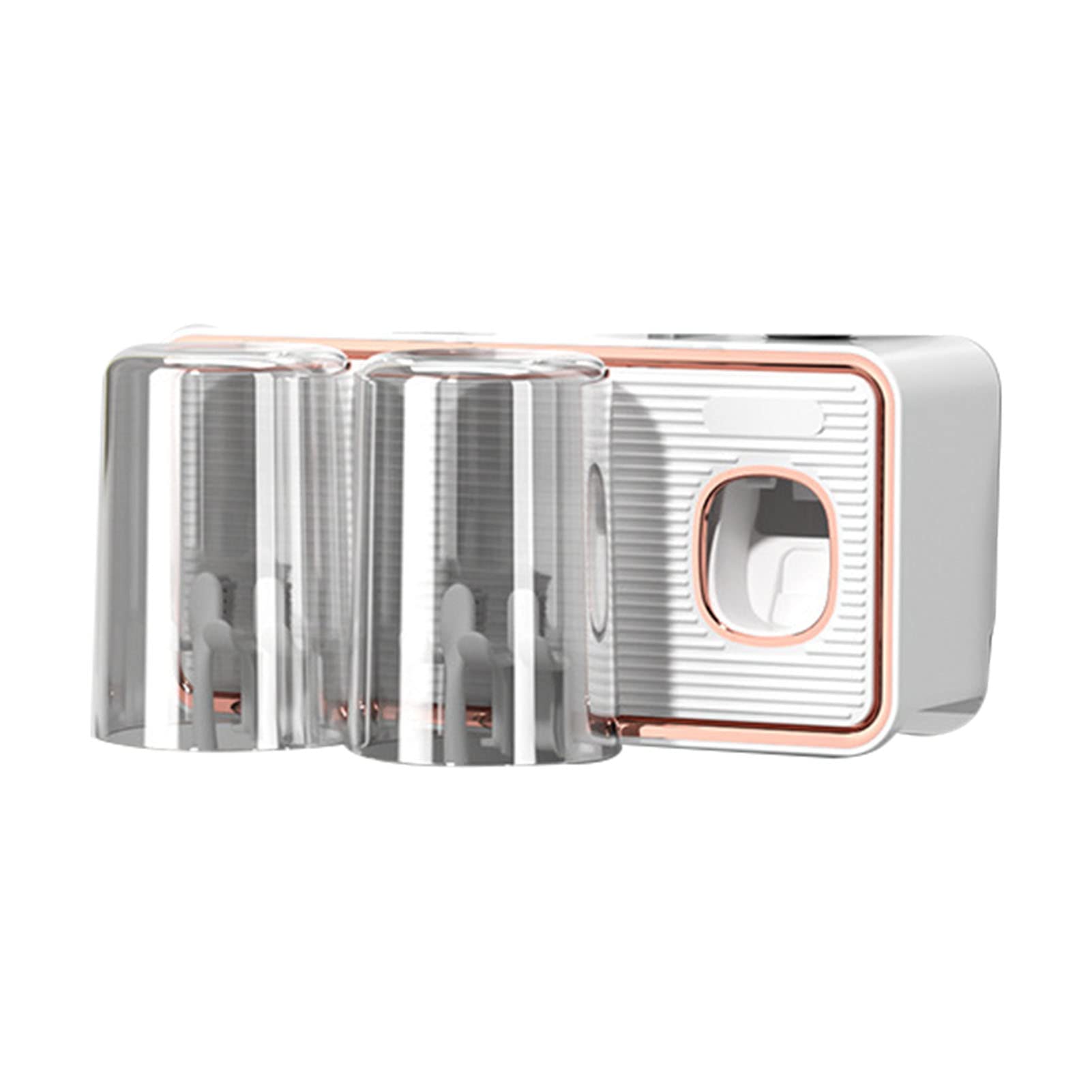 Estante para cepillos de dientes sin perforaciones con dispensador automático de pasta de dientes