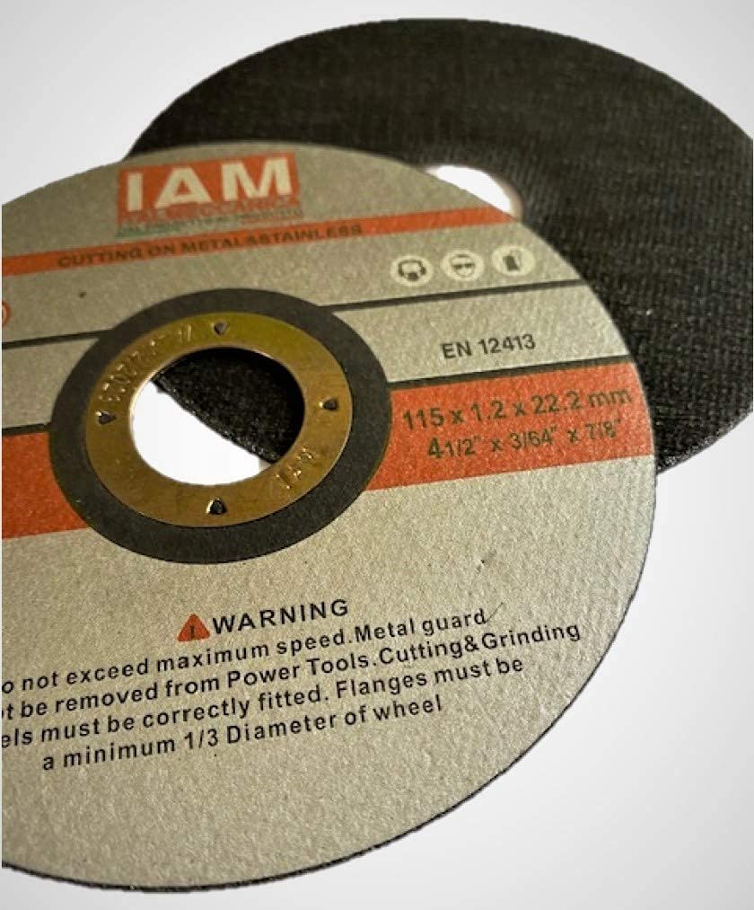 IAM- Dischi abrasivi da taglio | Mole abrasive da Taglio in Metallo e Acciaio Inossidabile | 115x1,2x 22 | 125x1,2x22 | per Smerigliatrici da Taglio o Angolare (115x1,2 100 Pezzi)