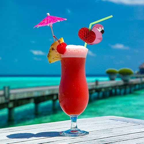 Miniatura 4 de ALINK 50 popotes de flamenco, popotes de plástico para suministros de fiesta tropical Luaudecoraciones hawaianascumpleañosfiestas en la piscina