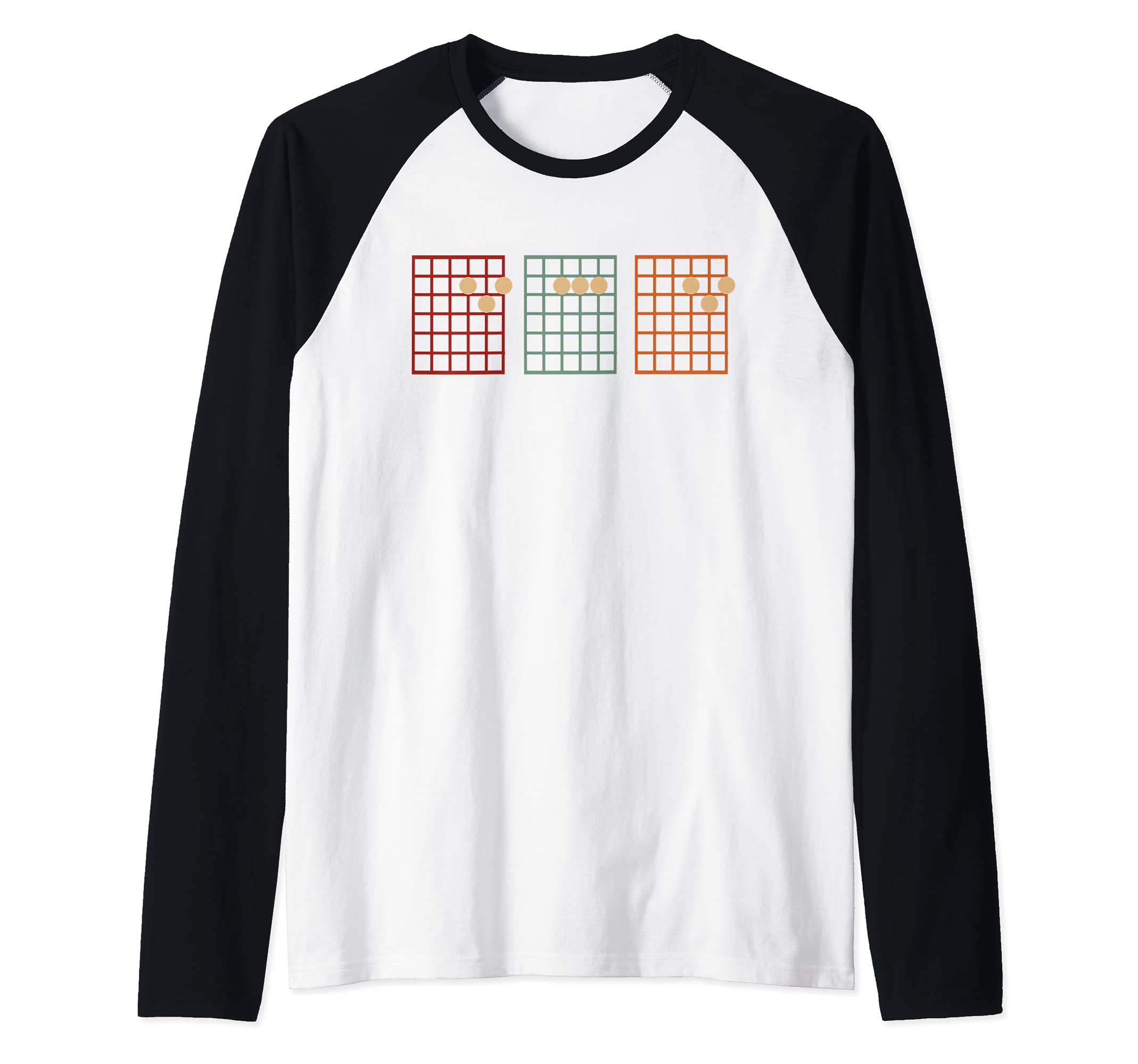 DAD Guitar Chords Chart Funny Dad Raglan Baseball Tee, Black