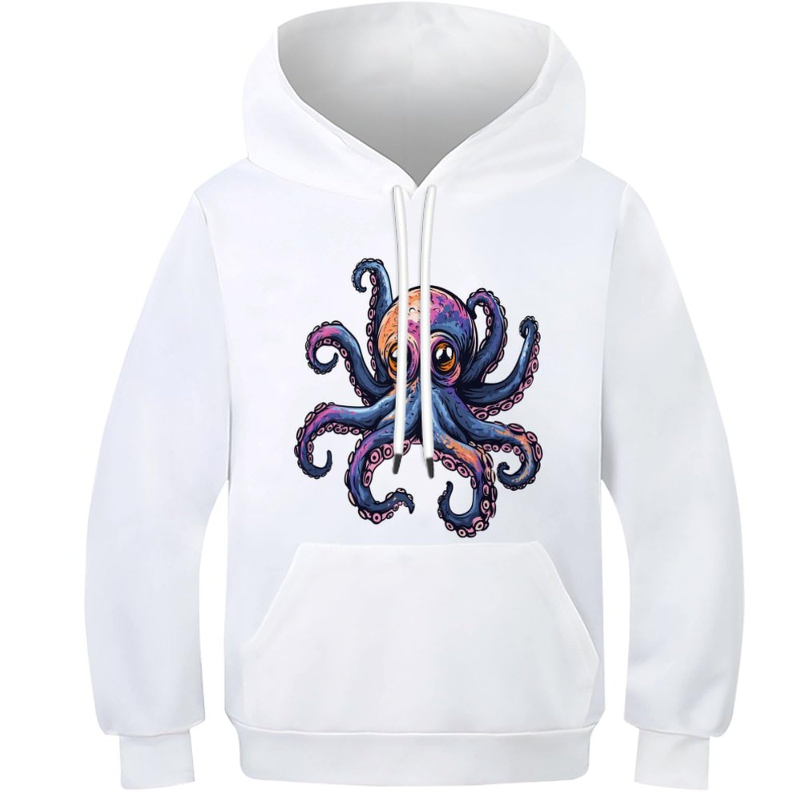 Pullover à capuche pieuvre 3D chaud et confortable pour ado - 8