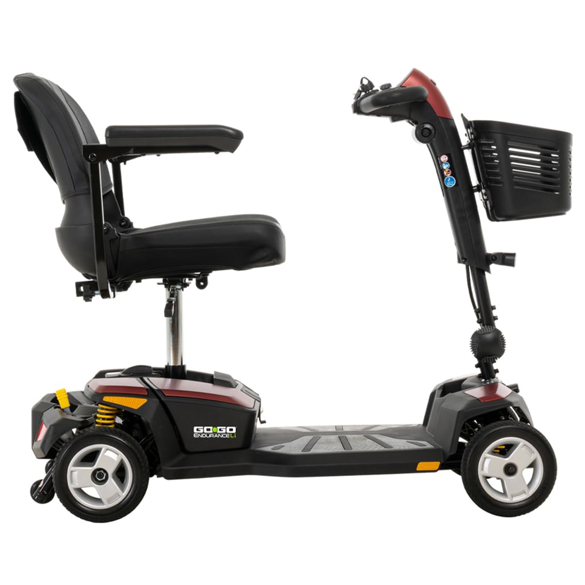 Pride Go Go Endurance LI (Lithium Batteries) 4-Wheel Mobility Scooter, with 5-Year Extended Warr (Red, 16 AH Battery, 20