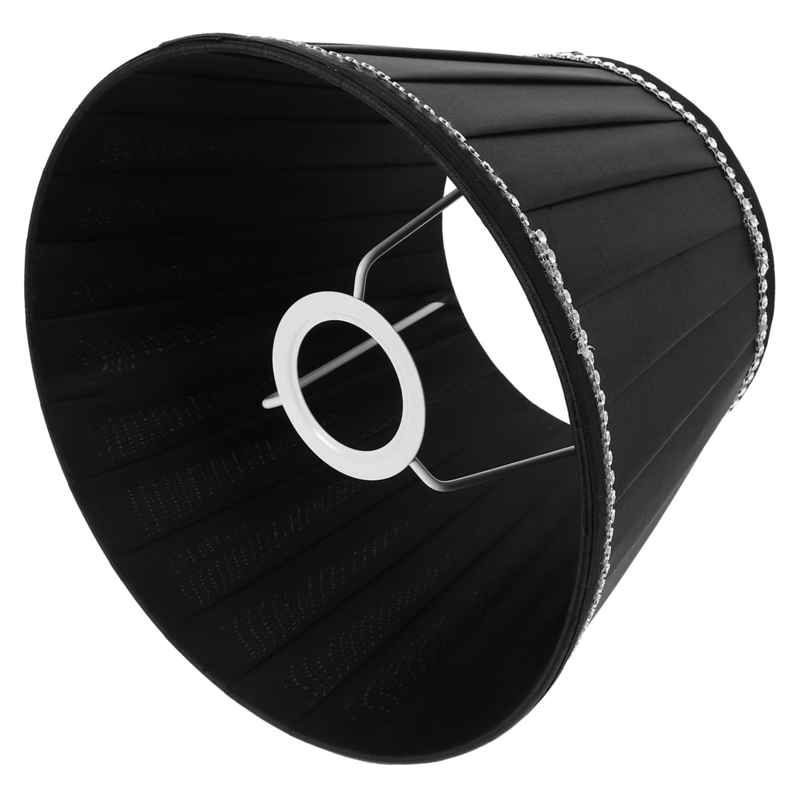 Angoily Pleated Table Lamp Shade for Bedroom and Home Use with E27 Socket, Black Cloth and Iron Material, Sturdy Construction and Convenient Installation for Desk and Table Lamps