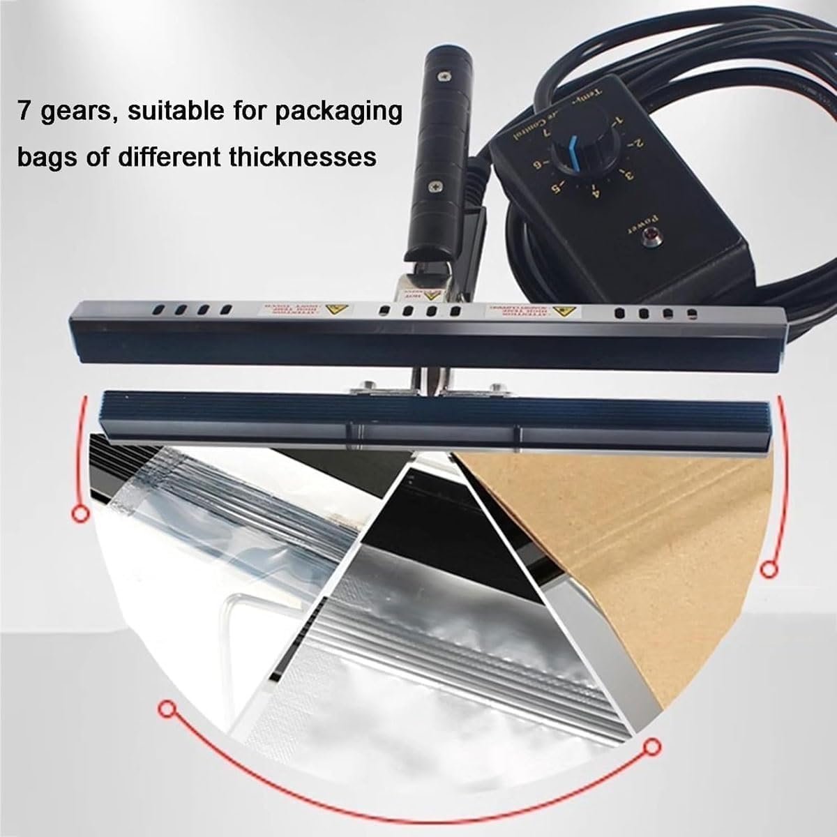 Máquina selladora de bolsas al vacío para alimentos, calefacción de doble cara, 7 ajustes de temperatura para papel de aluminio, kraft, bolsas de Mylar, 200-400 mm
