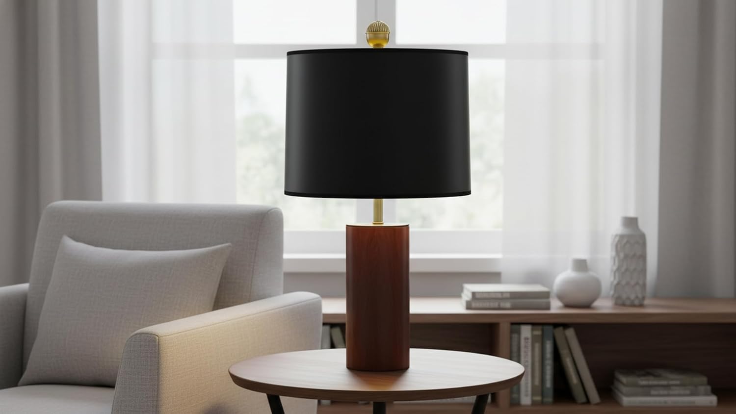 Aspen Creative 31099 Transitional Hardback Drum (Cylinder) Shaped Spider Construction Lamp Shade in Black with Gold inside Washi Paper, 16" wide (16" x 16" x 12")