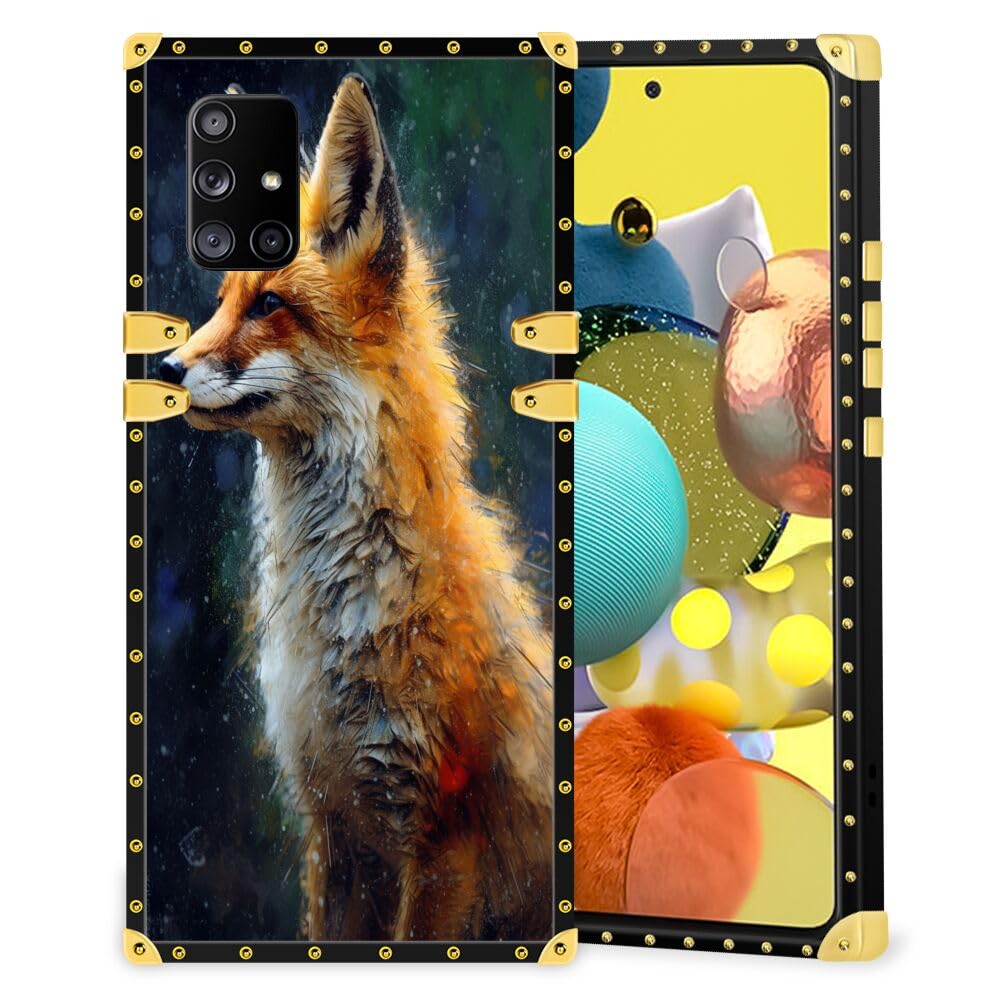 Phone Case for Samsung Galaxy A51 5G with Fox-aa26 Pattern Design Black Soft TPU Slim Fit Anti Scratched Protection Cover Case