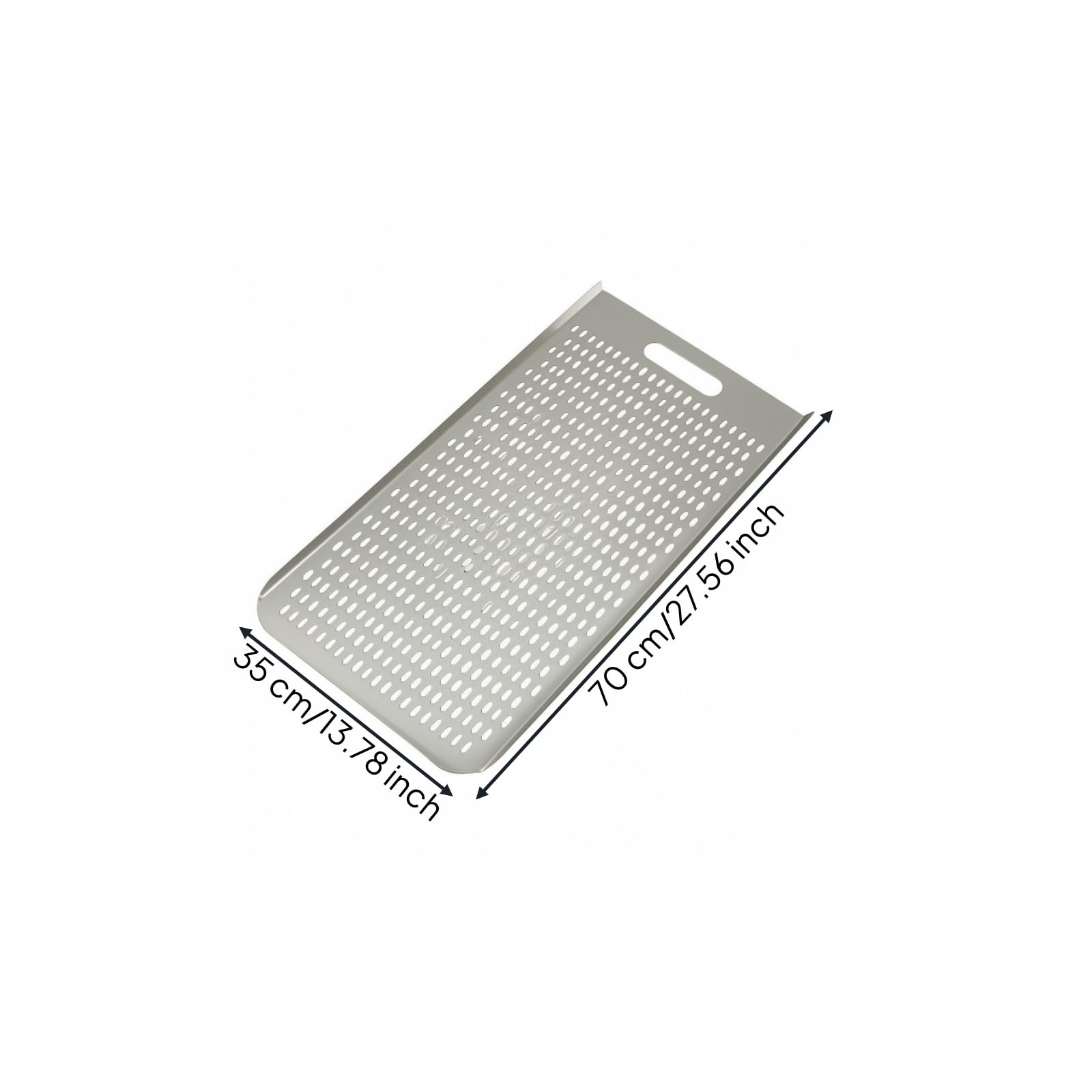 Stabil Pizzaschieber ohne Stiel | Platzsparendes Design, Brotschaufel mit Aufhängeloch, anodisiert, gelochter Pizzaschieber, für Pizzaofen, Heimbacker, 70x35cm