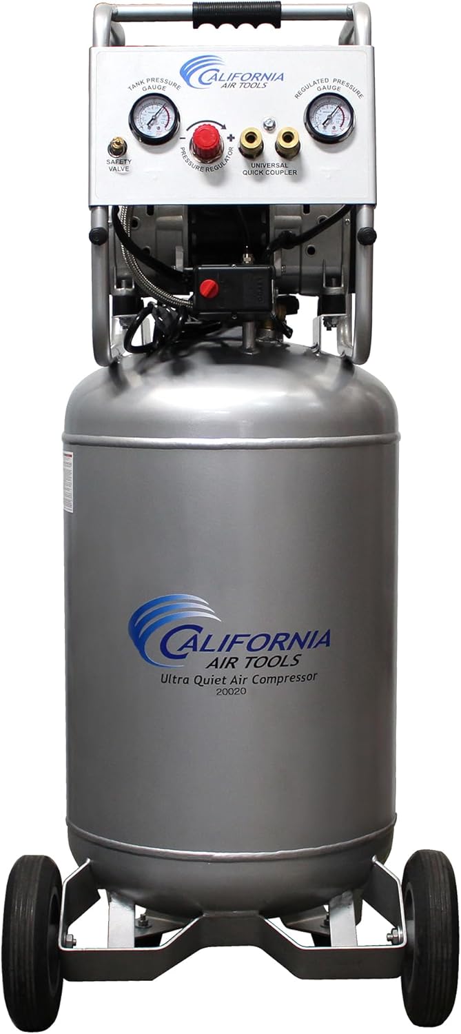 California Air Tools 20020 2.0 HP Ultra Quiet and Oil-Free Air Compressor with Wheels, 20 Gallon Tank Capacity, 70 dB Noise Level, Electric, Portable product image