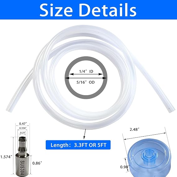 Food Grade Silicone Water Pump Hose and Weight Block Set, 3.3FT Silicone Tubing for 5 Gallon Water Bottle Pump for Charging Automatic Drinking Water Pump and Desk Water Dispenser