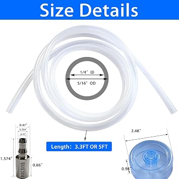 Food Grade Silicone Water Pump Hose and Weight Block Set, 3.3FT Silicone Tubing for 5 Gallon Water Bottle Pump for Charging Automatic Drinking Water Pump and Desk Water Dispenser
