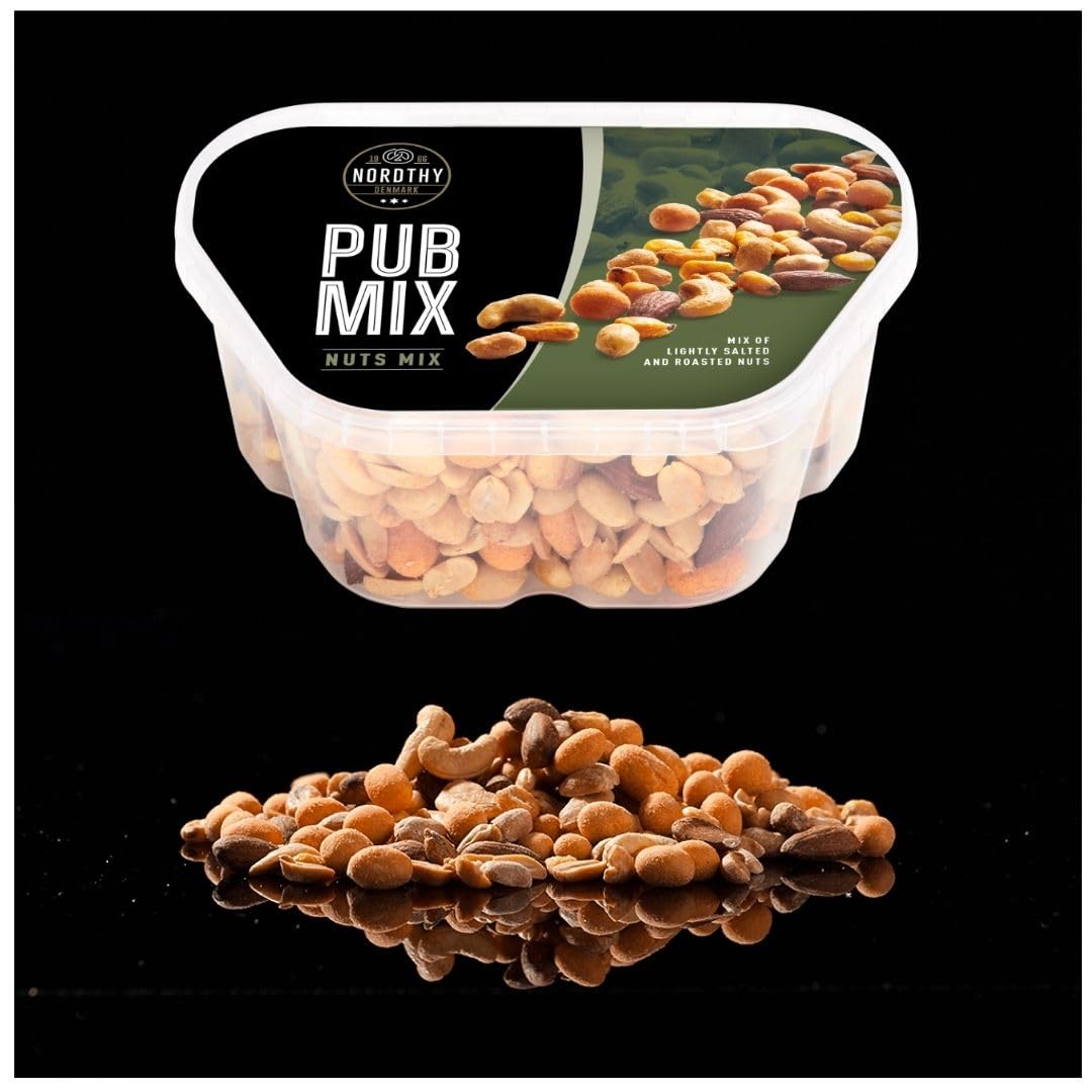 Nordthy Pub Mix 3×450 g | Herzhafter Party-Snackmix mit Nüssen, Salzgebäck & Crunch | Vorratspack 1,35 kg | Ideal für Party, Büro & Filmabend | Dänische Marke