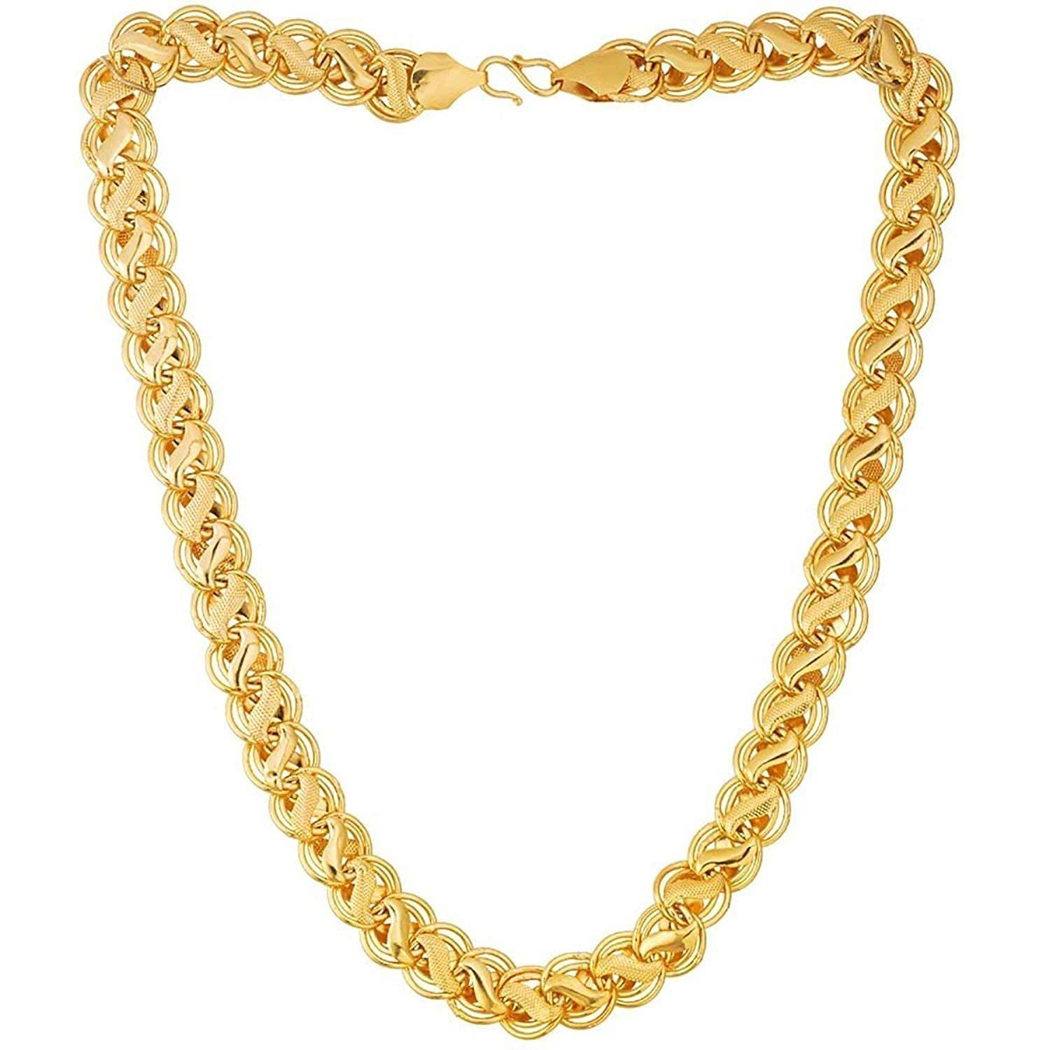 SHANKHRAJ MALL Lotus Design Double Coated Designer Link Chain With Gold Plating Fancy Neck Chain Jewelry Gift For Him, Boy, Men, Father, Brother, Boyfriend-1001(Gold)