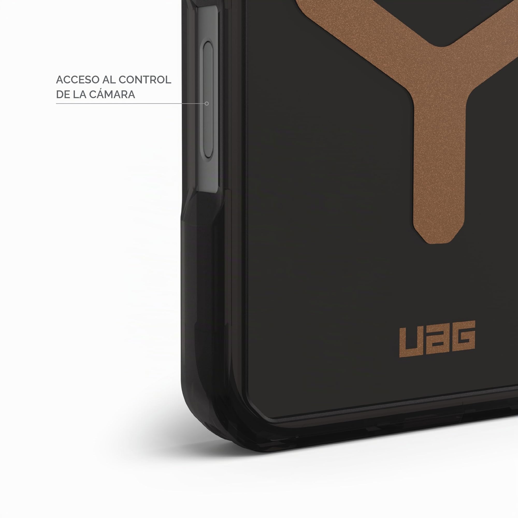 URBAN ARMOR GEAR UAG - Funda protectora para iPhone 16 Pro Max de 6.9”, compatible con carga MagSafe, resistente, delgada, antiamarilleamiento, transparente, a prueba de golpes, MIL-STD, negro/bronce