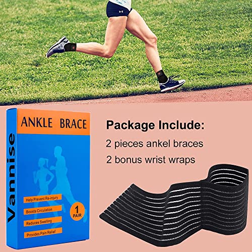 Image of Vinaco Ankle Brace, 2 Pack Ankle Support for Sprained Ankle, Men & Women | Breathable Neoprene, 360 Compression Ankle Support with Adjustable Wrap, Strong Stabilize Ligaments For Sports & Recovery