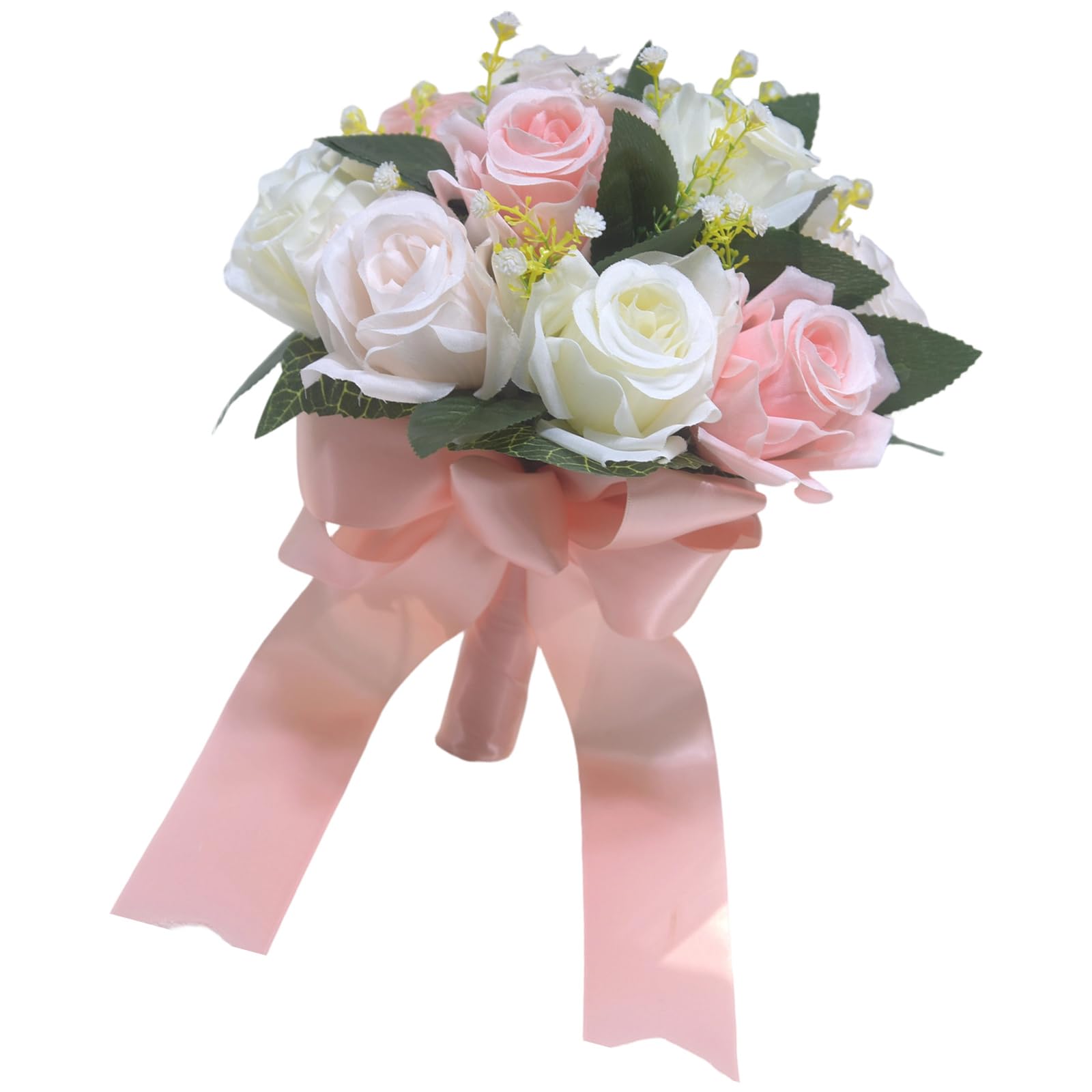 Piceioep Silk White Wedding Bouquet for Bride Ceremony Decoration Accessory Artificial Bridal Hand Arrangement