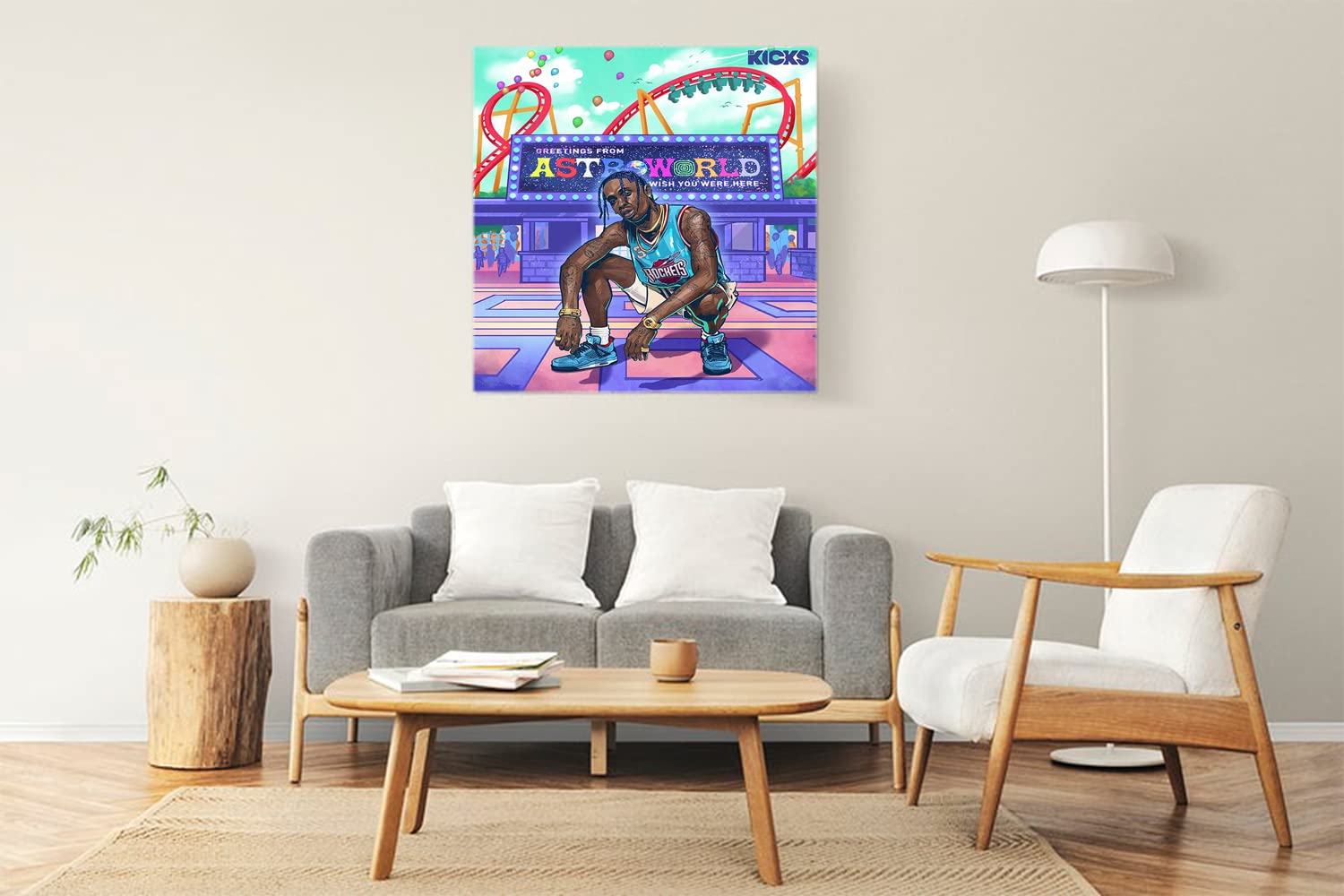 VERRE ARTVERRE ART Designs Print Wooden Framed Canvas Wall Art Decoration Poster (22x22 Inch) - TRAVIS SCOTT ASTROWORLD